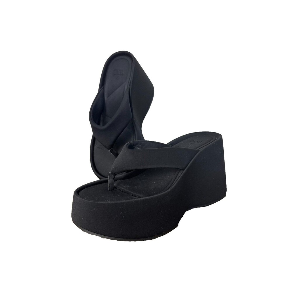 Zara Black Platform Wedge Flip Flop Sandals Chunky Y2K 90s Womens EU 37